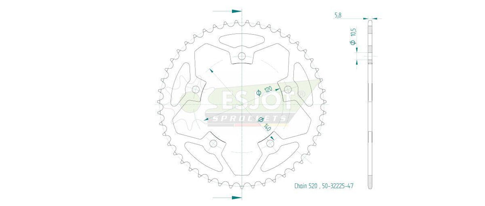Esjot Standard 520 Sprocket For Royal Enfield Guerrilla 450 ABS 2025 Rear Black 47T
