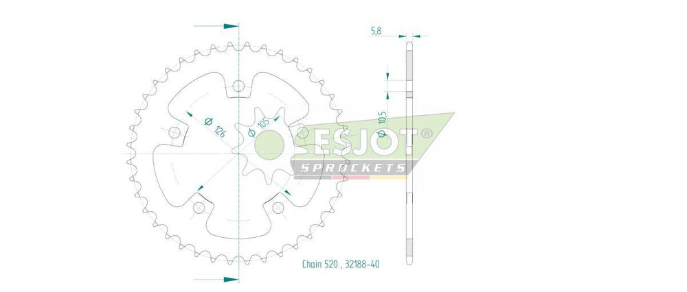 Esjot Standard 520 Sprocket For Royal Enfield Super Meteor 650 ABS 2024-2025 Rear Black