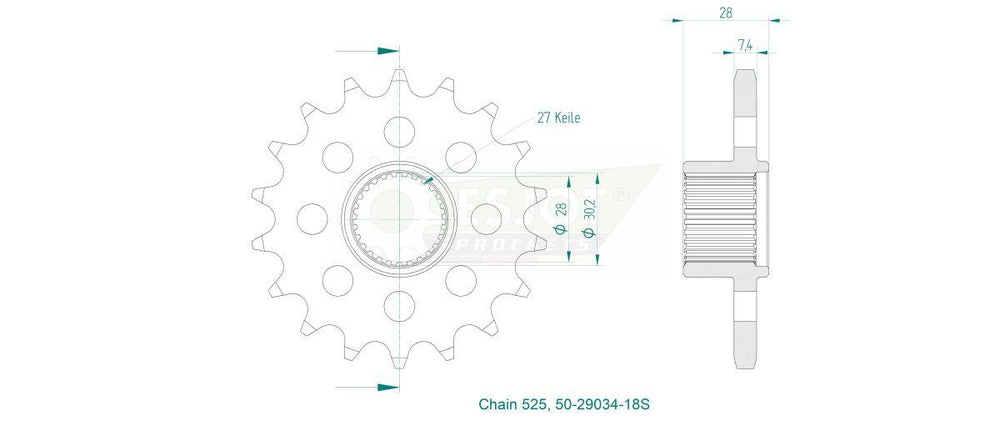 Esjot Sport 525 Sprocket For Aprilia NA 850 2008-2012 Front 18T