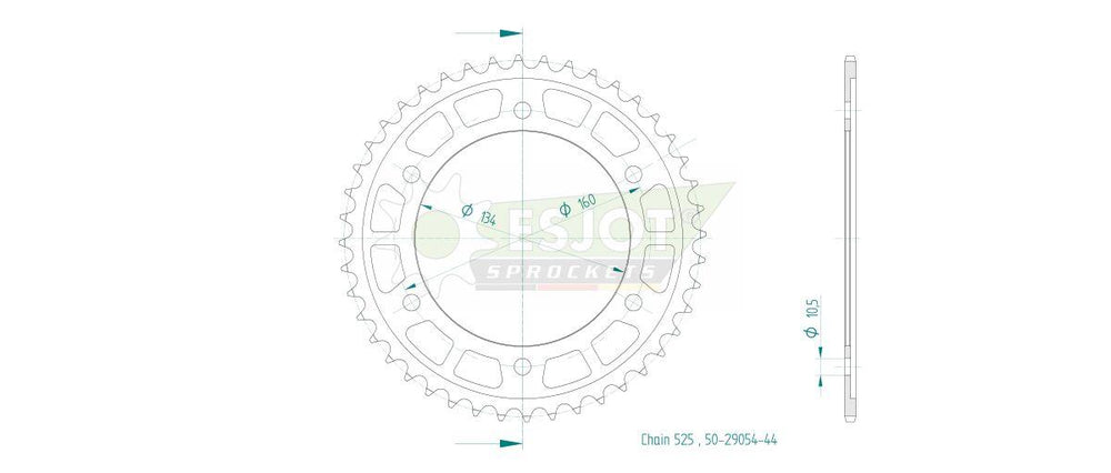 Esjot Standard 525 Sprocket For Honda CBR 1000 RR 2025-2026 Rear Black 44T