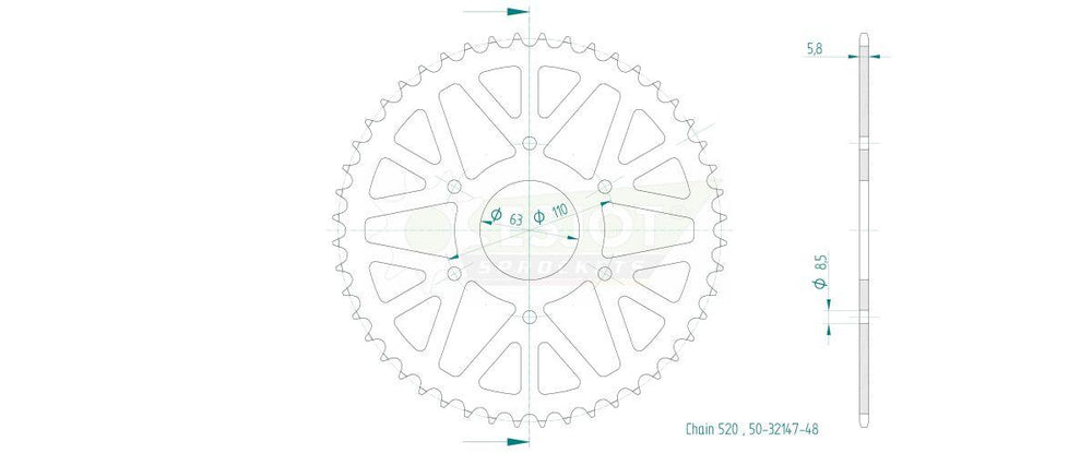 Esjot Standard 520 Sprocket For KTM Duke 125 ABS 2024-2025 Rear Black 48T