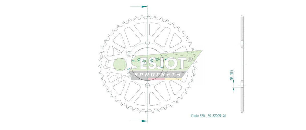 Esjot Standard 520 Sprocket For CF Moto CL-X 700 ABS 2020-2024 Rear Black 46T