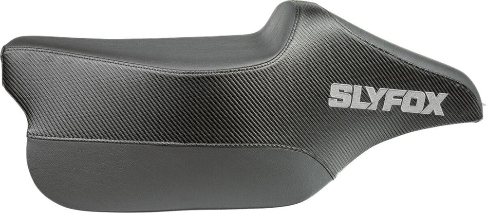Slyfox 2 Up Race Tall Seat For Harley Davidson FLHR 1584 2008-2011 Carbon Fiber/Silver Logo - Black