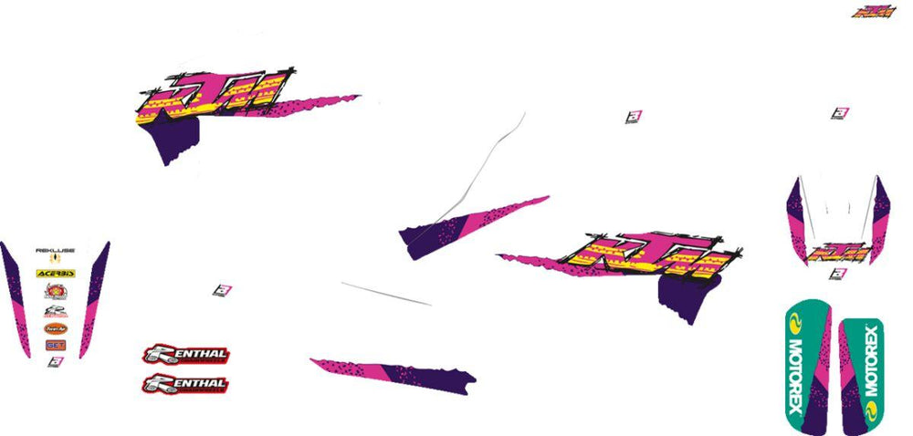 Blackbird Retro Graphics Kit For KTM EXC150 TPI 2020-2023 - Pink/Purple/White