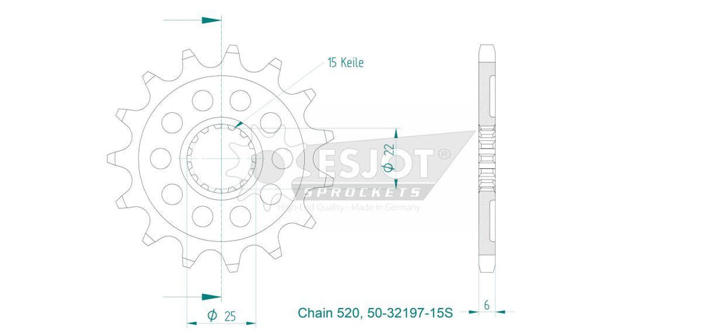 Esjot Sport 520 Sprocket For Royal Enfield Classic 350 ABS 2022 Front 15T