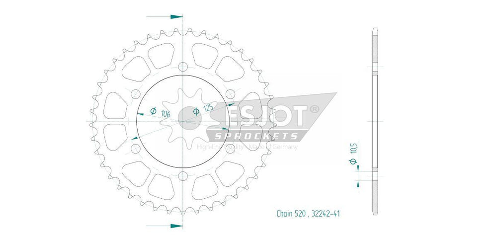 Esjot Standard 520 Sprocket For Triumph Bonneville 900 T100 ABS 2017-2023 Rear Black 41T