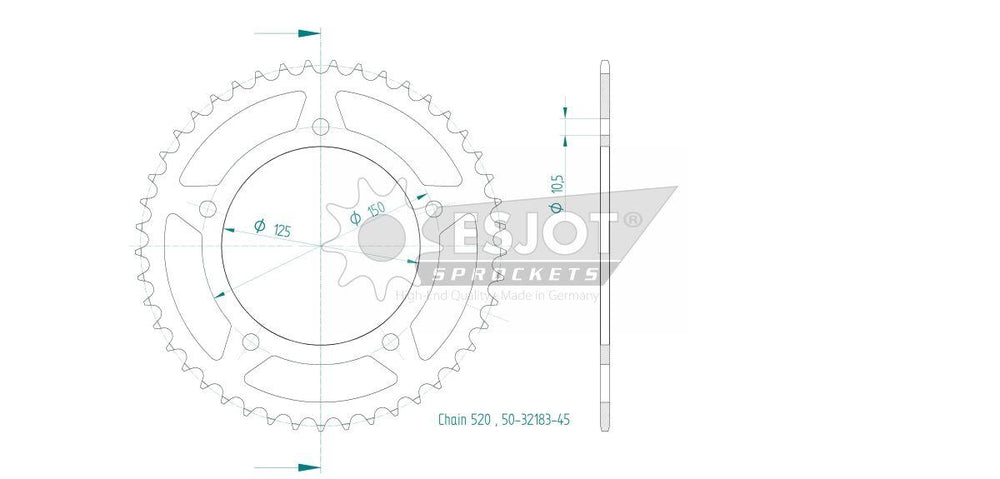 Esjot Standard 520 Sprocket For Voge Naked 500 R ABS 2022-2023 Rear Black
