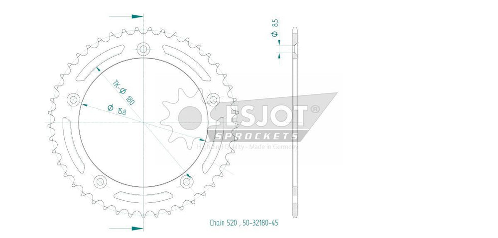 Esjot Standard 520 Sprocket For Voge Adventure 500 DS ABS 2022-2023 Rear Black 45T
