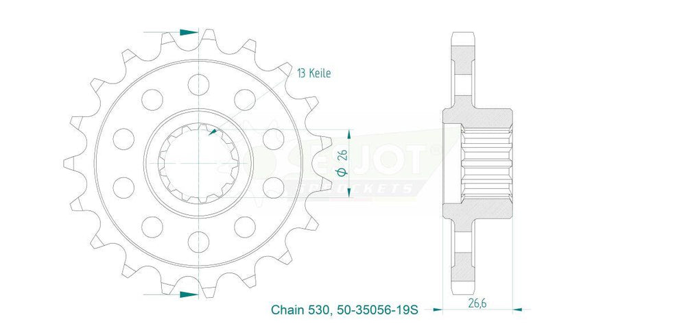 Esjot Sport 530 Sprocket For Harley Davidson RA 1250 ABS 2021-2024 Front 19T