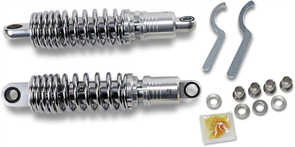 Drag Specialties Premium Ride-Height Adjustable Shocks For Harley Davidson FXLR 1340 1987-1994 Rear 292.00 mm (11.50") - Black Chrome