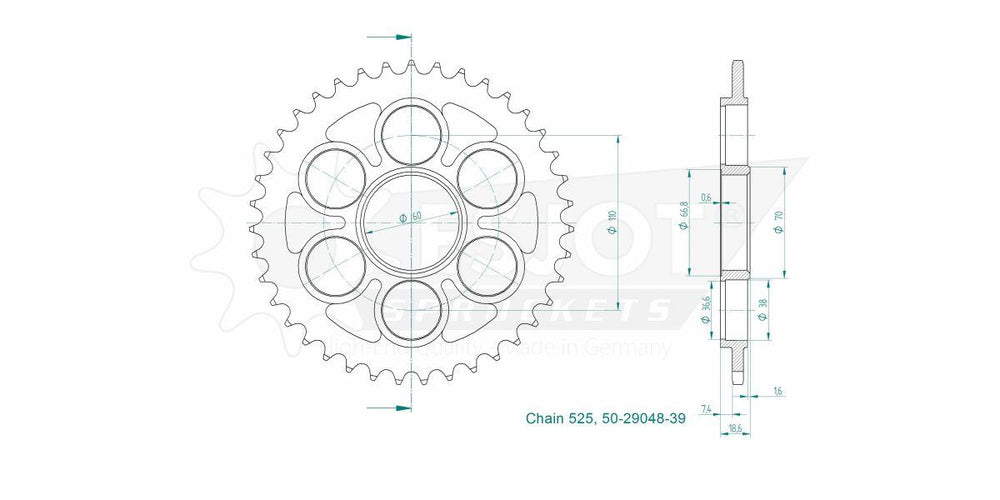 Esjot Standard 525 Sprocket For Ducati Monster 1200 R ABS 2016-2019 Rear Zinc Plated 39T