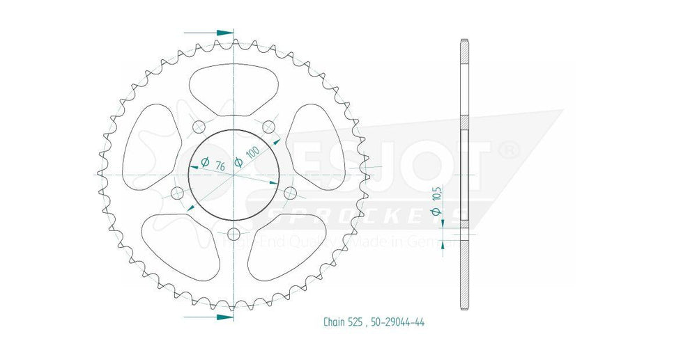 Esjot Standard 525 Sprocket For Benelli BN 302 ABS 2017-2020 Rear Black 44T