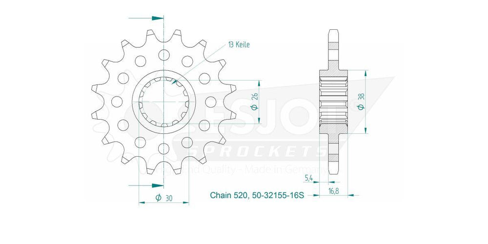Esjot Sport 520 Sprocket For Honda CB 750 ABS 2023 Front 16T