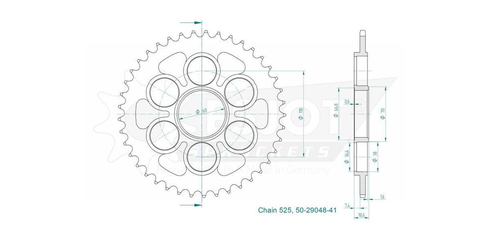 Esjot Standard 525 Sprocket For Ducati Monster 1200 R ABS 2016-2019 Rear Zinc Plated 41T