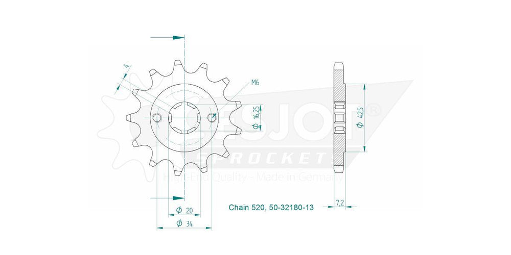 Esjot Standard 520 Sprocket For Sym CR 300 I 2019-2020 Front 13T