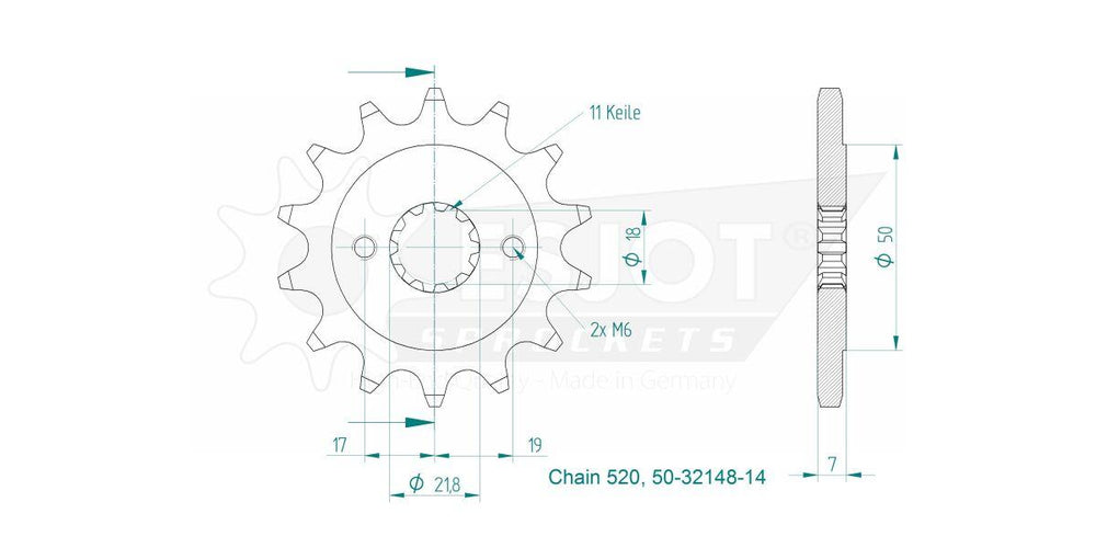 Esjot Standard 520 Sprocket For Honda CB 300 F 2015-2018 Front 14T