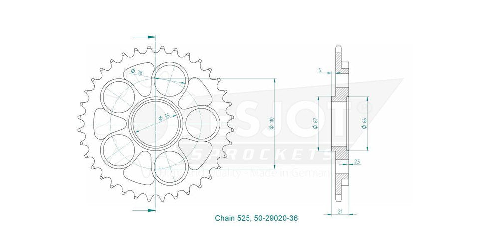 Esjot Standard 525 Sprocket For Ducati 916 1995-1997 Rear Zinc Plated 36T