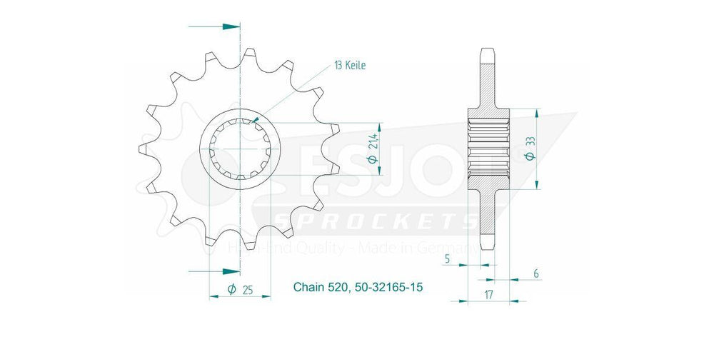 Esjot Standard 520 Sprocket For Voge Adventure 500 DS ABS 2020-2023 Front 15T