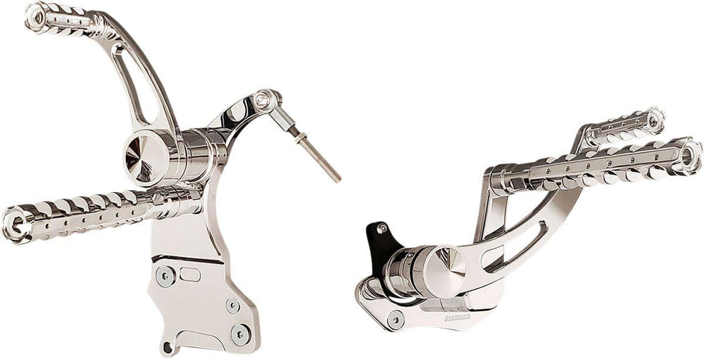 Accutronix Muzzle Brake Forward Controls For Harley Davidson FLHR 1340 1997-1998 Slotted - Chrome
