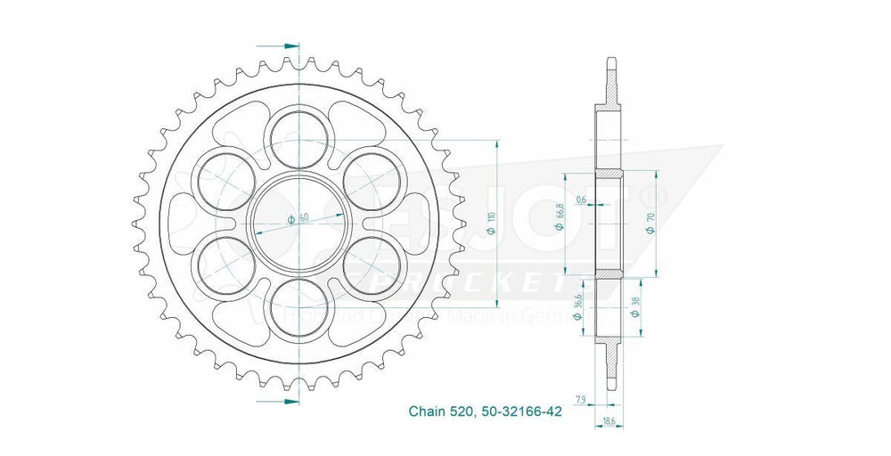 Esjot Standard 520 Sprocket For KTM Duke 125 ABS 2025 Rear Zinc Plated 42T