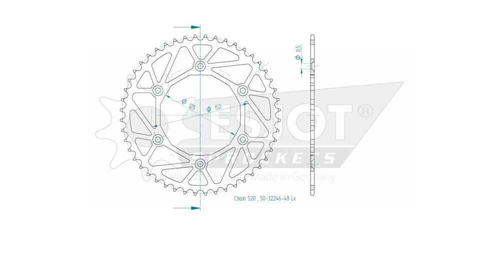 Esjot Standard 520 Sprocket For Voge Rally 300 ABS 2023 Rear Black 48T