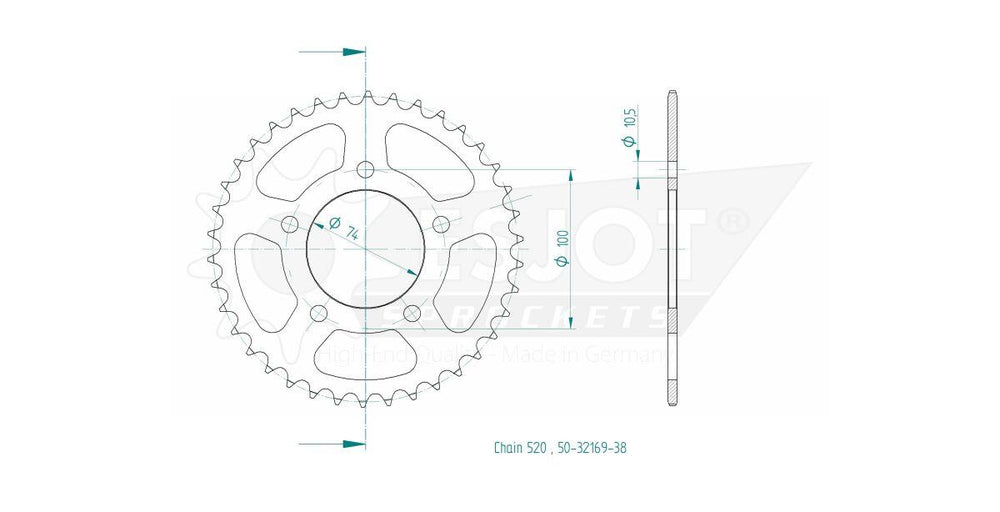 Esjot Standard 520 Sprocket For Mash Cafe Racer 400 ABS 2017-2020 Rear Black 38T