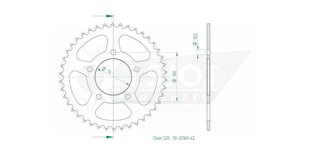 Esjot Standard 520 Sprocket For Mash Family Side 400 2019 Rear Black 42T