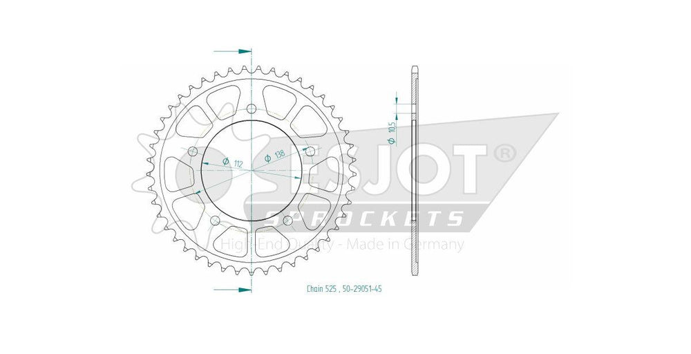 Esjot Standard 525 Sprocket For Yamaha MT-09 ABS 2021-2026 Rear Black 45T