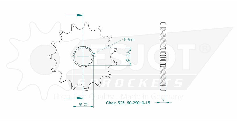Esjot Standard 525 Sprocket For Triumph Daytona 675 2006-2015 Front 15T