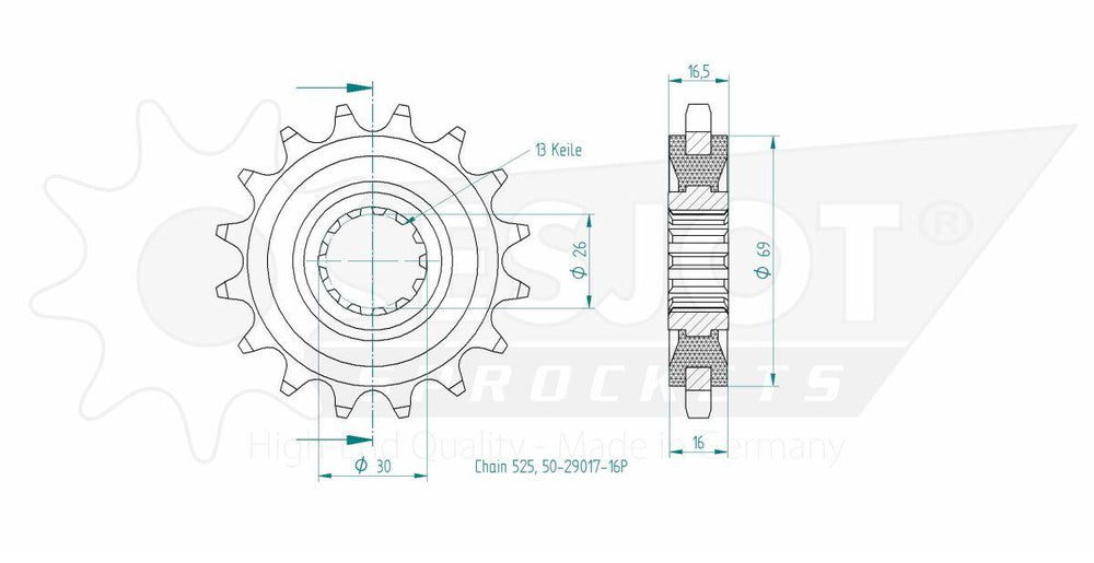 Esjot Standard 525 Sprocket For Honda CB 1000 ABS 2025 Front 16T