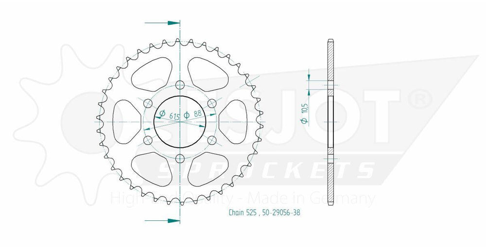 Esjot Standard 525 Sprocket For Royal Enfield Himalayan 400 ABS 2017-2022 Rear Black 38T