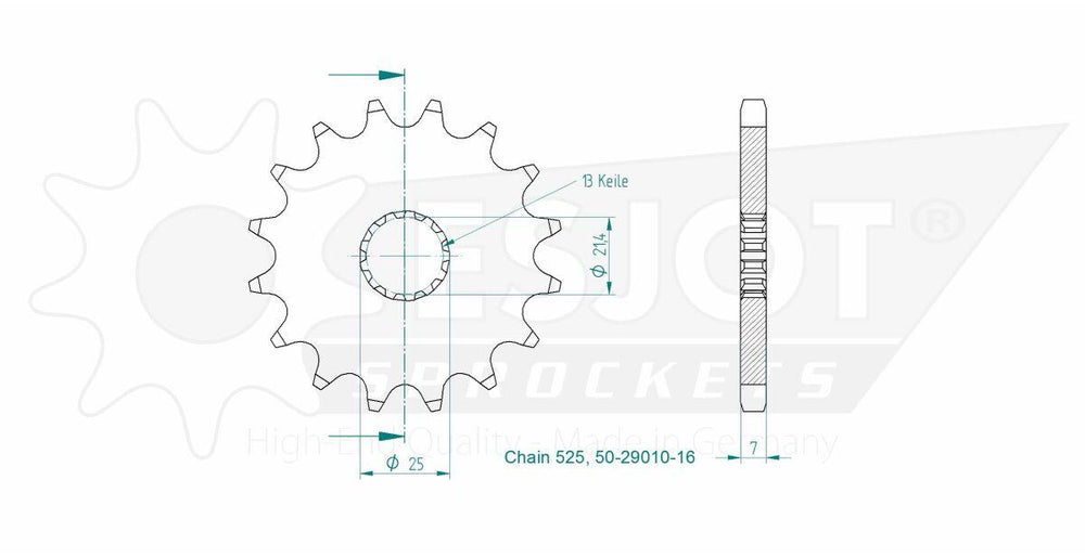 Esjot Standard 525 Sprocket For Triumph Daytona 675 2006-2015 Front 16T