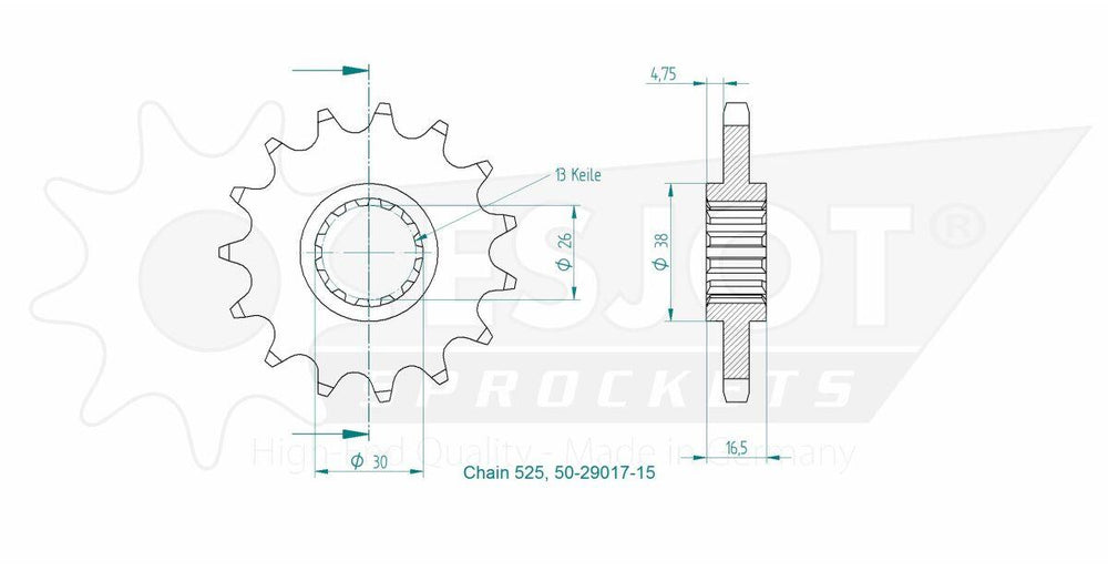 Esjot Standard 525 Sprocket For Honda CB 1000 ABS 2025 Front 15T