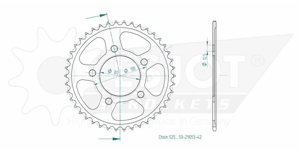 Esjot Standard 525 Sprocket For Honda CRF1000L 2016 Rear Black 42T