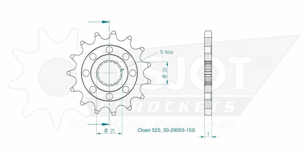 Esjot Sport 525 Sprocket For Royal Enfield Continental GT 650 EFI ABS 2019-2022 Front 15T