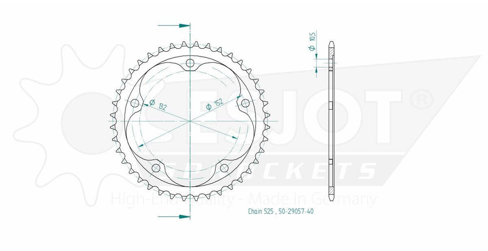 Esjot Standard 525 Sprocket For Mv Agusta Brutale 800 R ABS 2023-2025 Rear Black 40T