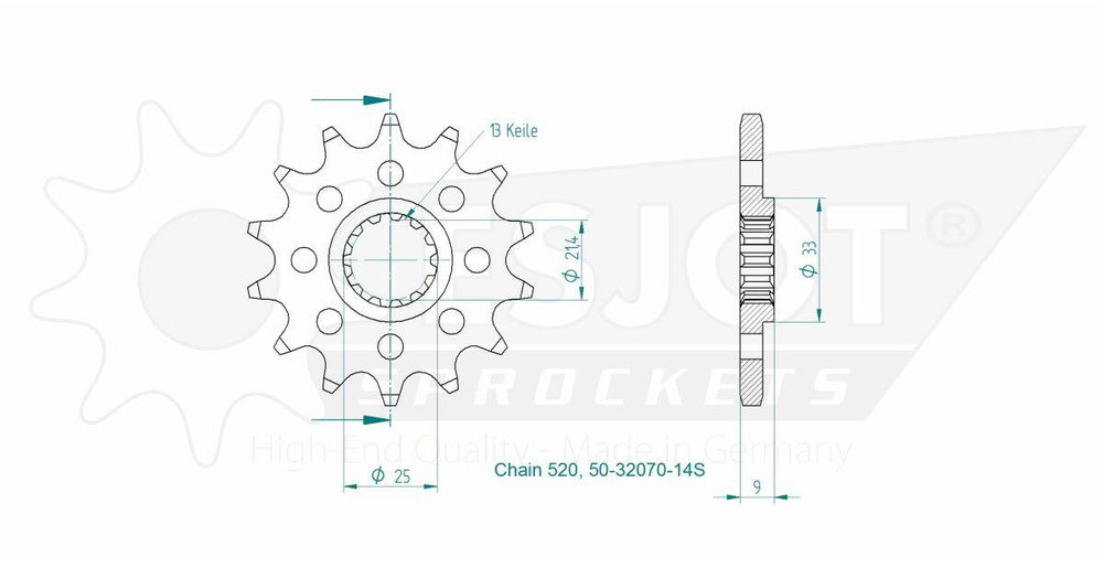 Esjot Sport 520 Sprocket For Kawasaki Eliminator 500 ABS 2024-2026 Front 14T