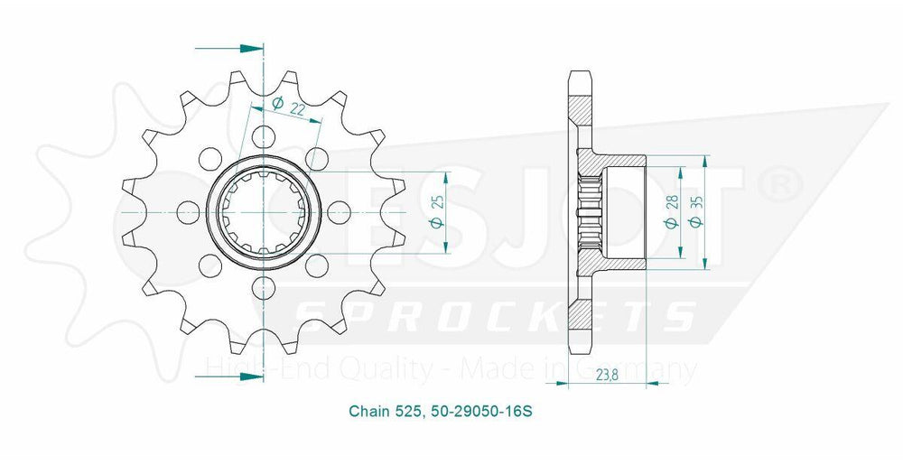 Esjot Sport 525 Sprocket For Mv Agusta Brutale 1000 RR ABS 2020-2022 Front 16T