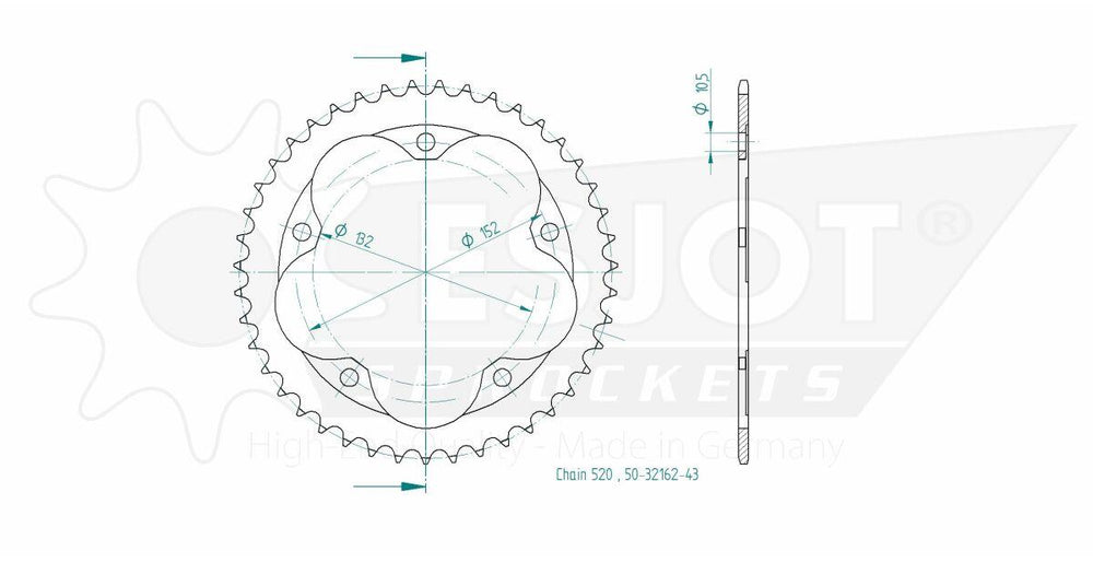 Esjot Standard 520 Sprocket For Mv Agusta Brutale 675 2012-2014 Rear Black 43T
