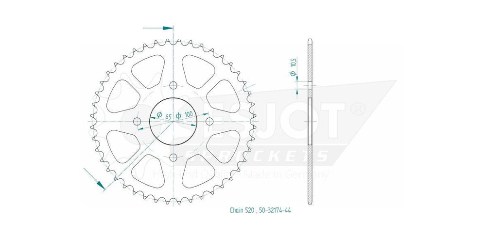 Esjot Standard 520 Sprocket For Sym CR 300 I 2019-2020 Rear Black 44T