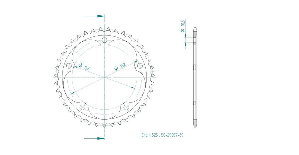 Esjot Standard 525 Sprocket For Mv Agusta Brutale 800 R ABS 2023-2025 Rear Black 39T