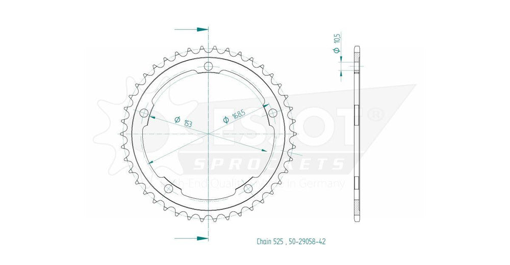 Esjot Standard 525 Sprocket For Kawasaki H2R 1000 2015-2021 Rear Black 42T