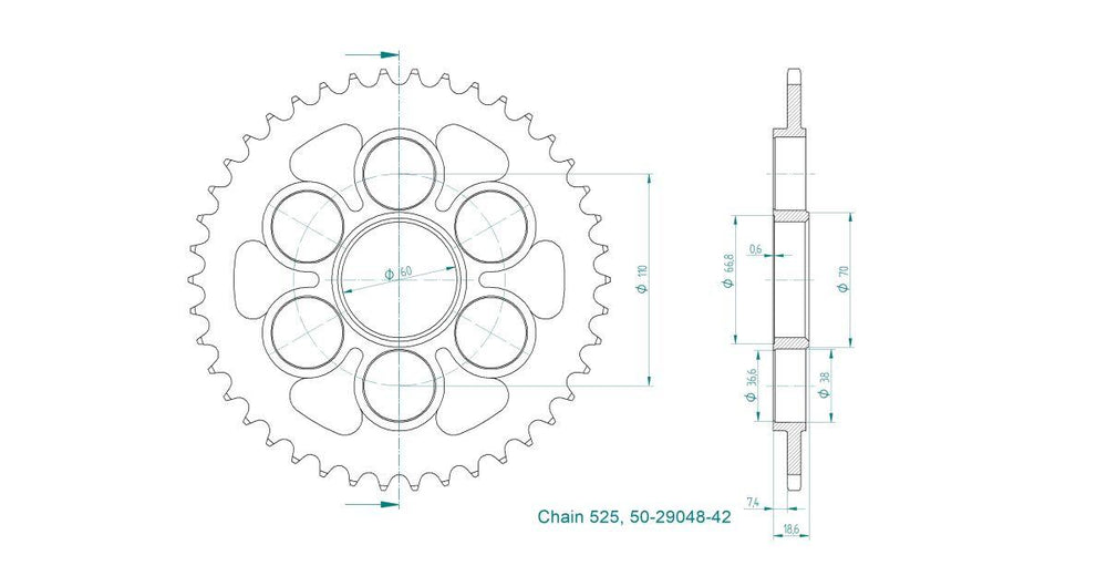 Esjot Standard 525 Sprocket For Ducati MultiStrada V4 1200 ABS 2022-2024 Rear Zinc Plated 42T