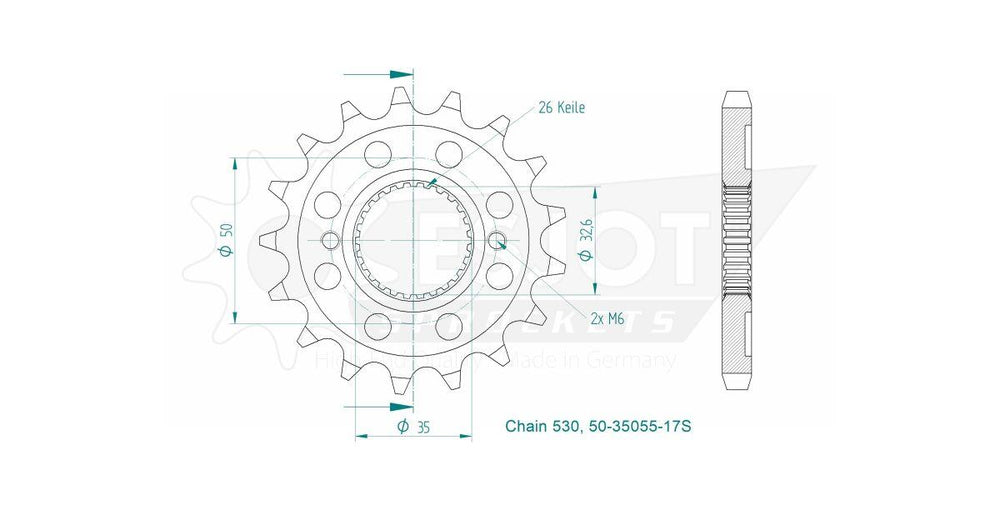 Esjot Sport 530 Sprocket For Royal Enfield Continental GT 535 EFI 2014-2019 Front 17T