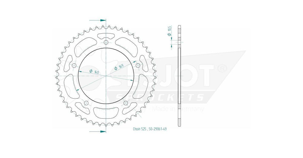 Esjot Standard 525 Sprocket For Indian FTR 1200 ABS 2020-2021 Rear Black 49T