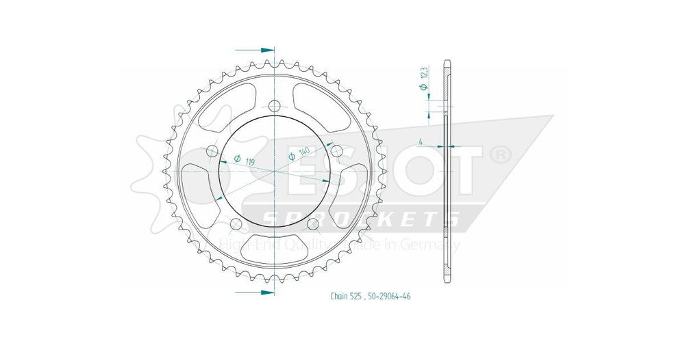 Esjot Standard 525 Sprocket For BMW M 1000 RR ABS 2021-2022 Rear Black 46T