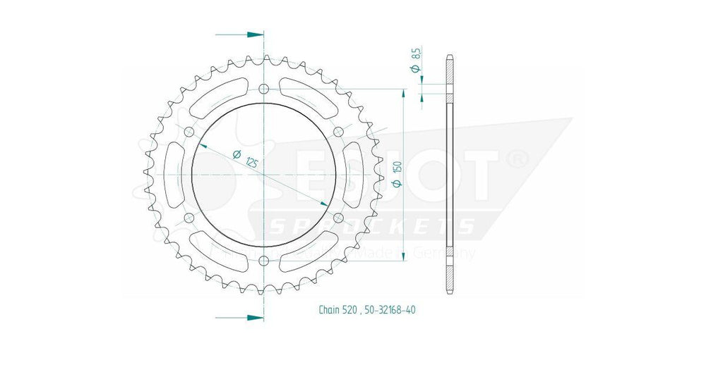 Esjot Standard 520 Sprocket For Mash Adventure 400 R 2015-2017 Rear Black 40T