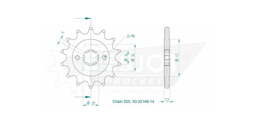 Esjot Standard 520 Sprocket For KTM Duke 125 2011-2012 Front 14T