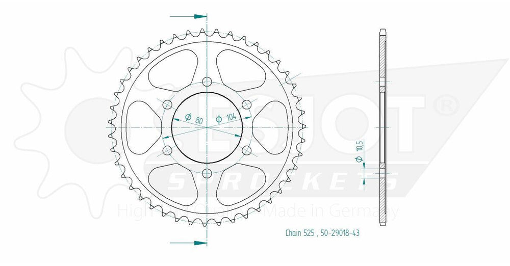 Esjot Standard 525 Sprocket For Kawasaki KLZ 1000 ABS 2012-2024 Rear Black 43T