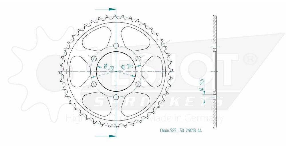 Esjot Standard 525 Sprocket For Kawasaki KLZ 1000 ABS 2012-2024 Rear Black 44T